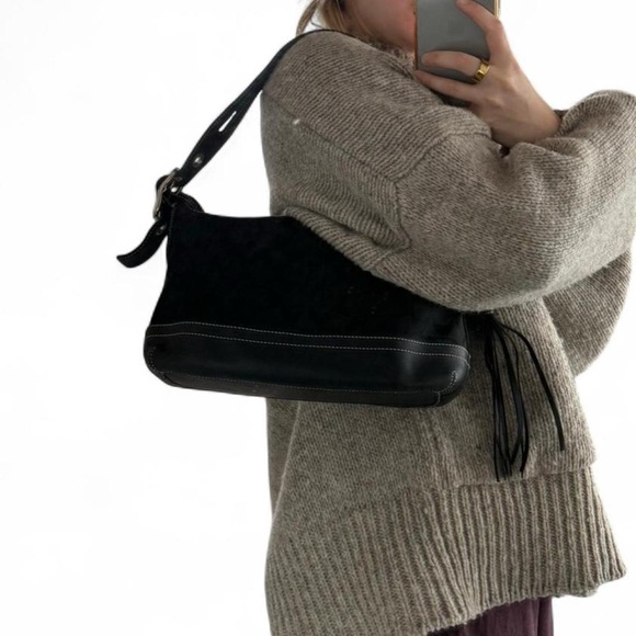 Coach Signature Shoulder Bag Y2K 2000s Black CC 9363 - Picture 8 of 9